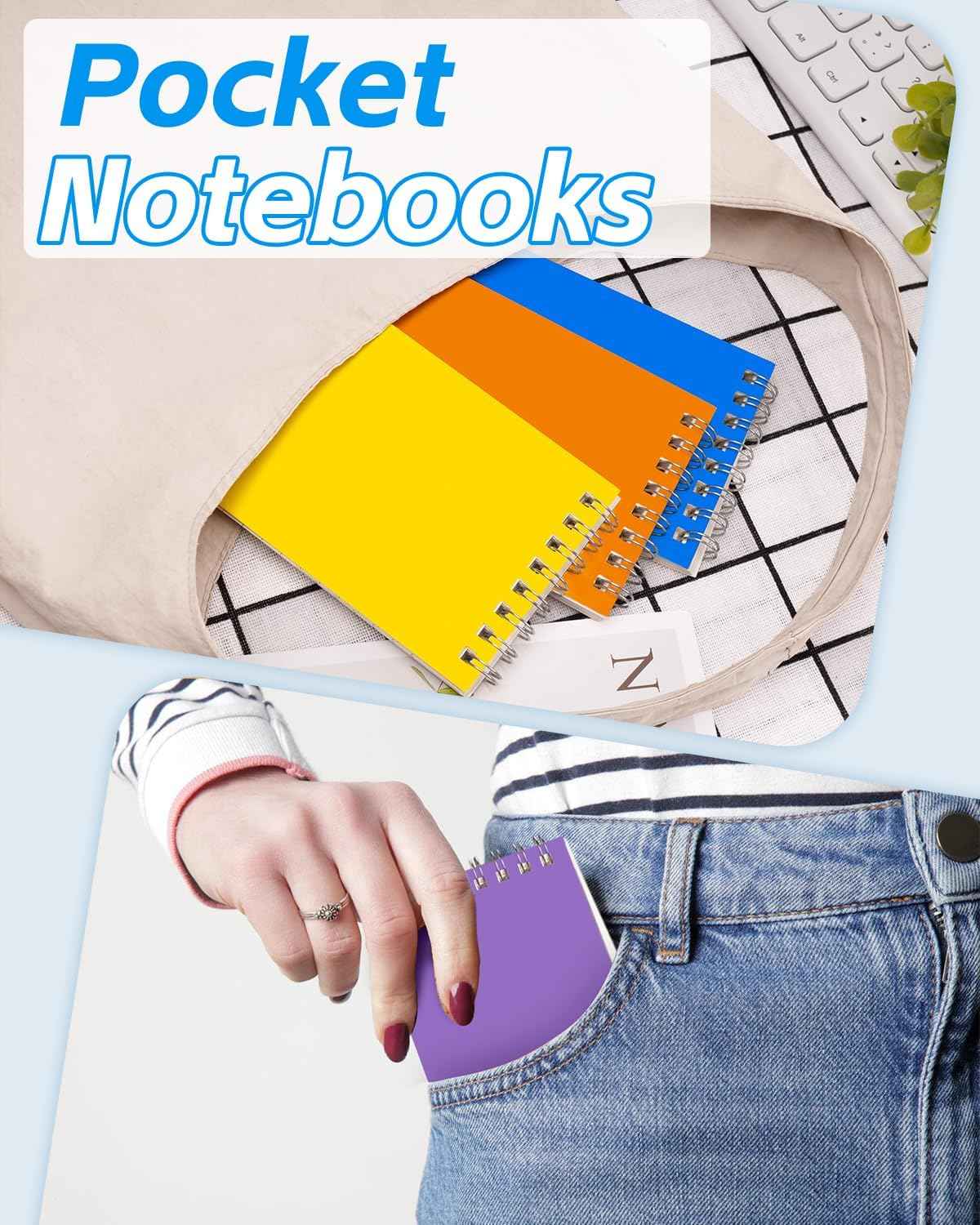 Pocket Notebook Bulk 3x5 Inch, 60 Packs Mini Top Bound Spiral Notepad with Lined Pages, Memo Pads 6 Colored 60Sheets/120Pages (80GSM), Small Notepads for Office, Work, College, Home, Travel