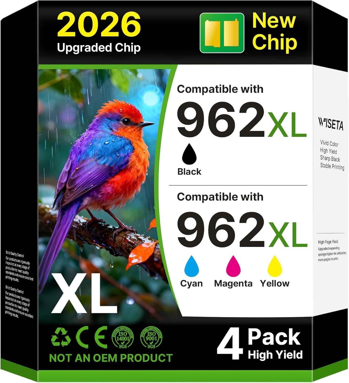 962xl Ink Cartridges Combo Pack Replacement for HP 962 Ink Cartridges Compatible with HP Ink 962xl Black and 962 Color Combo Pack Work for Officejet Pro 9020 9015 9018 9025 Printers, 4 Pack