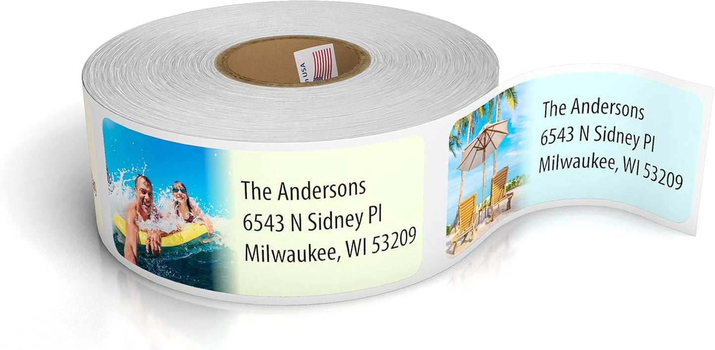 Customized Personalized Address Labels - Made in The USA by Kenco (500 Labels, Tropical Beach) - Lumora Desk