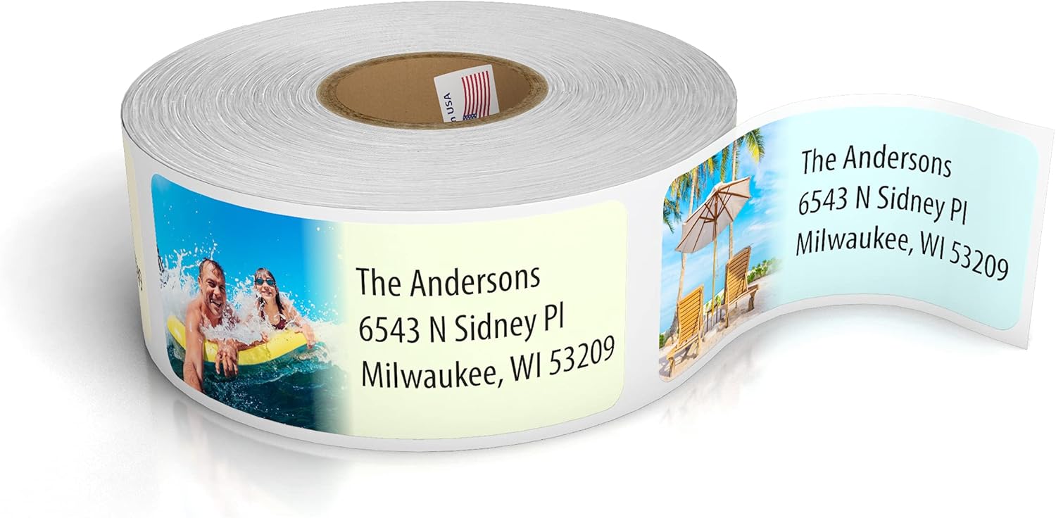Customized Personalized Address Labels - Made in The USA by Kenco (500 Labels, Tropical Beach) - Lumora Desk