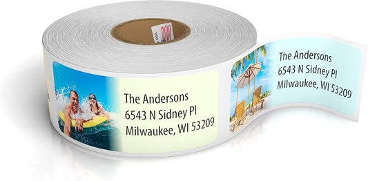 Customized Personalized Address Labels - Made in The USA by Kenco (500 Labels, Tropical Beach) - Lumora Desk