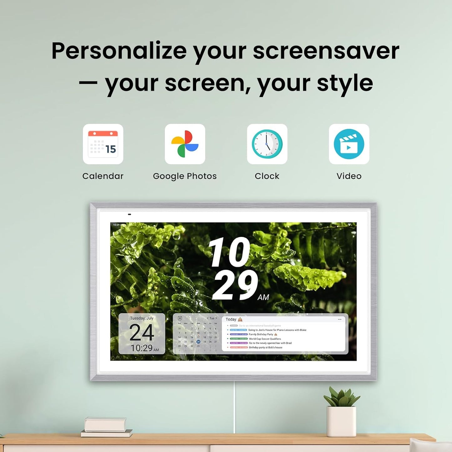Apolosign 27-inch Digital Calendar : Dual Mode Smart Wall Planner, No Subscription, Install Apps, Sync Calendars, Electronic Touchscreen Interactive Display for Family Schedules, Chore Chart - with Stand (Gray)