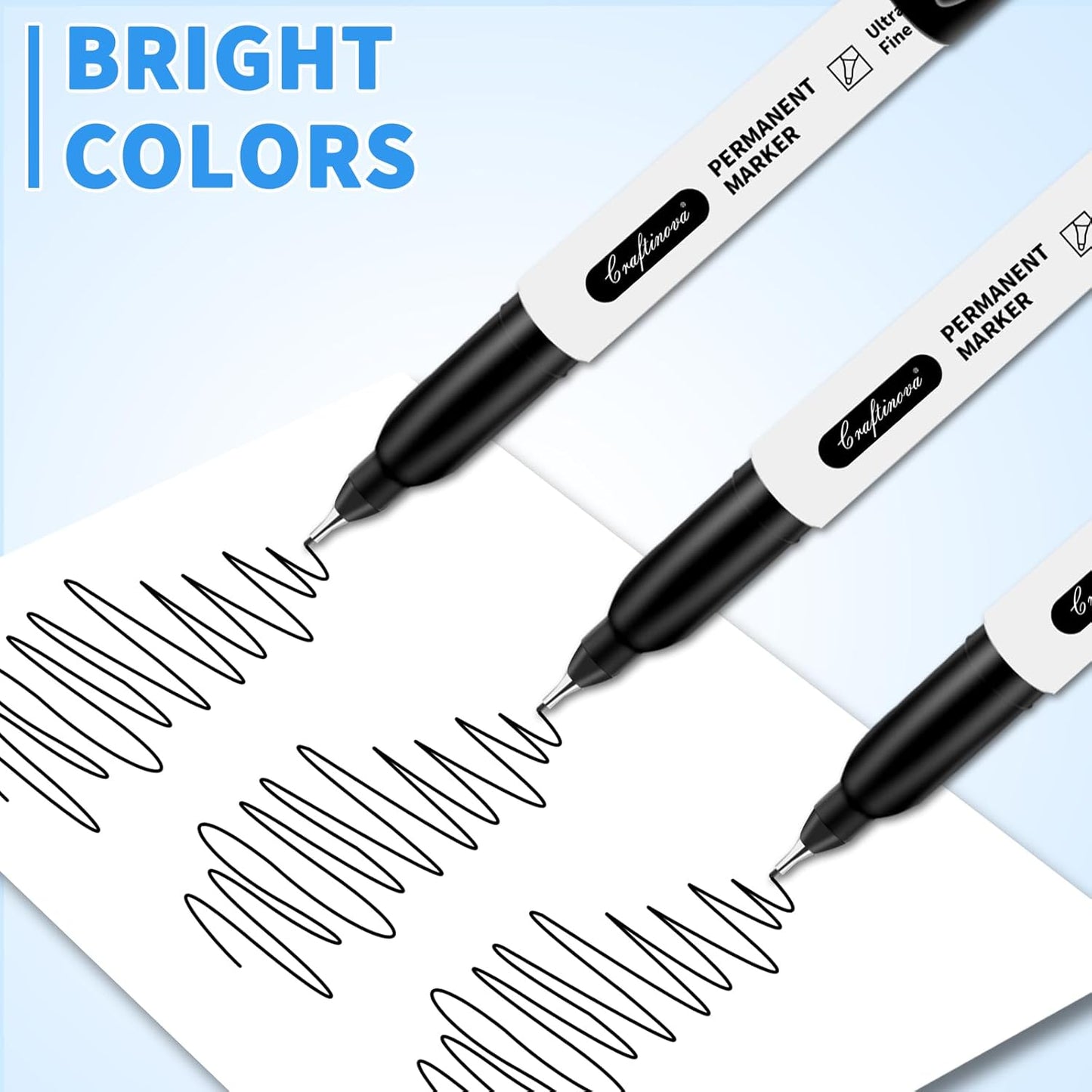 Black Ultra Fine Point Permanent Markers, Extra Fine Tip, Quick Drying and Waterproof, Fade Resistant Perfect on Paper, Glass, Metal, Plastic, Wood, Office & School Use, 12 Pack