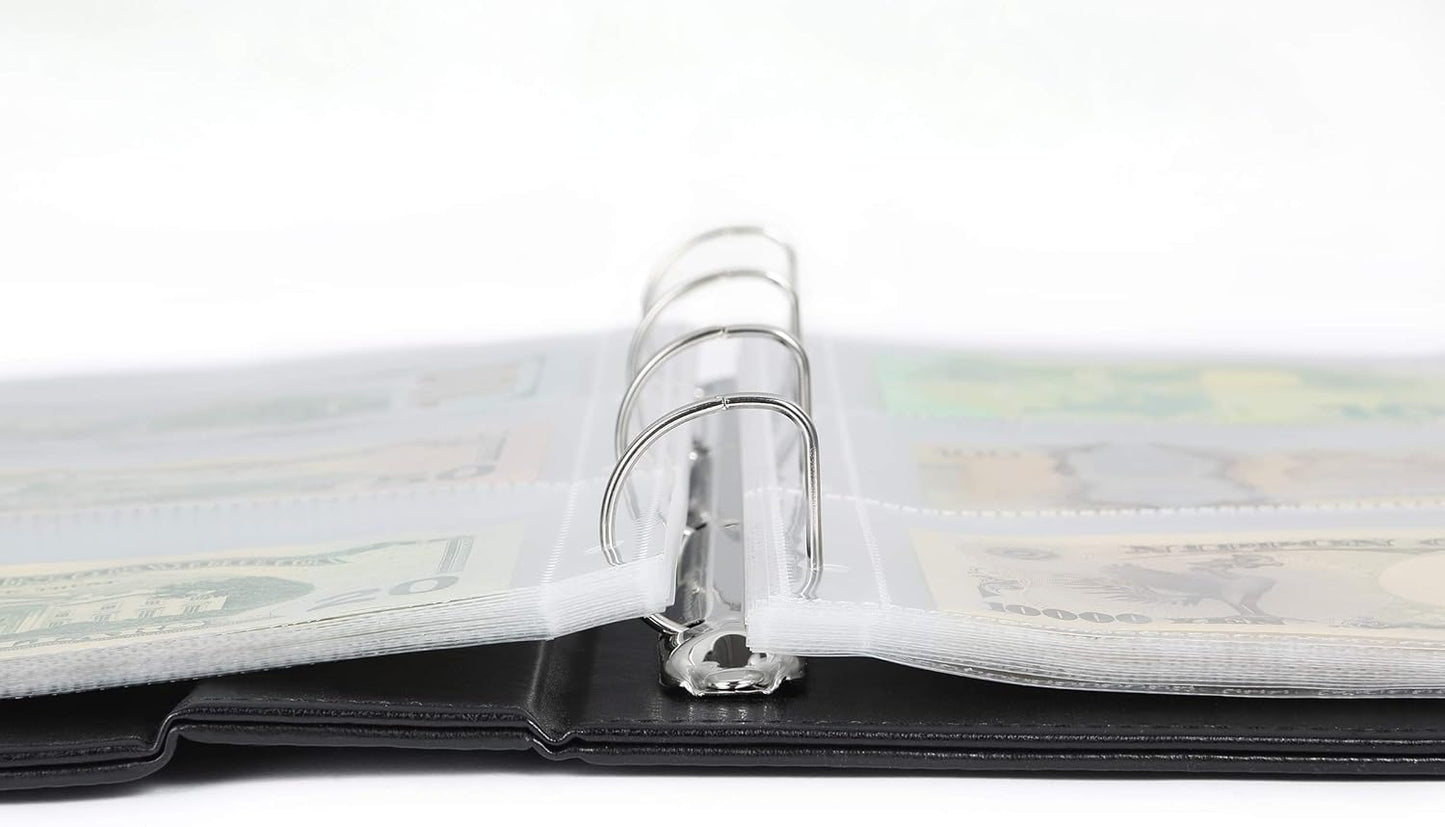 MUDOR Premium PU Banknote World Currency Collection Album, 90 Pockets Dollar Bill Holders for Collectors, Classic Paper Money Collecting Storage Book Album Binder Supplies (Blue)