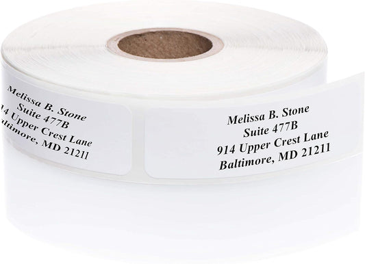White Personalized Return Address Labels Without Dispenser - Roll of 250 Custom Stickers - Lumora Desk
