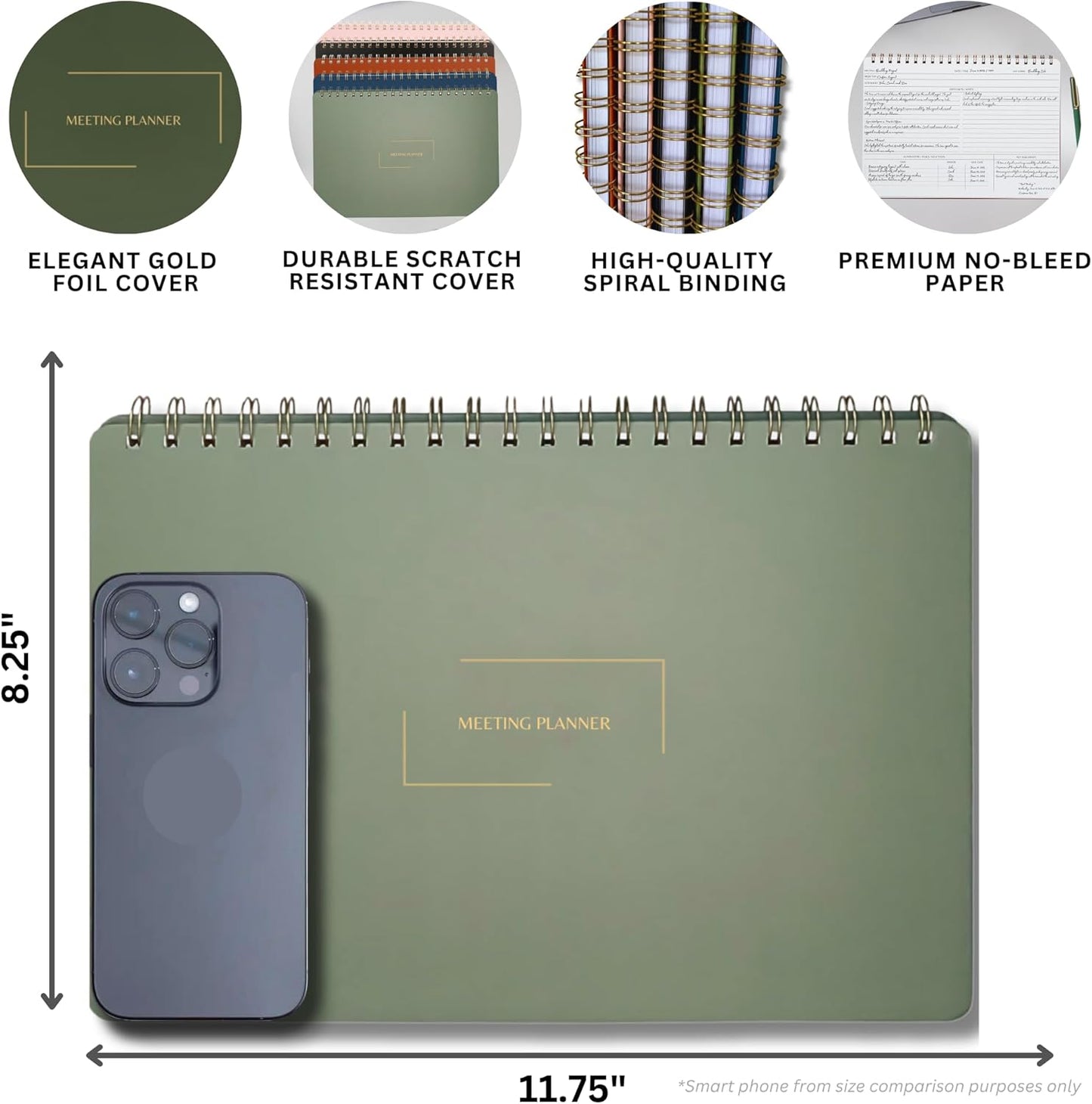 | Meeting Notebook for Work | 8.25" x 11.75" | Project Planner | Simple Design | Multiple Layouts | Office and Business Planner (Rust, Meeting Planner - Landscape)