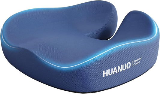 HUANUO Ergonomic Seat Cushion for Office Chair, Extra Large Car Seat Cushion, Tailbone and Back Support, Cooling Gel Enhanced, 4-Zone Pressure Relief Chair Cushions for Office, Car, Wheelchair
