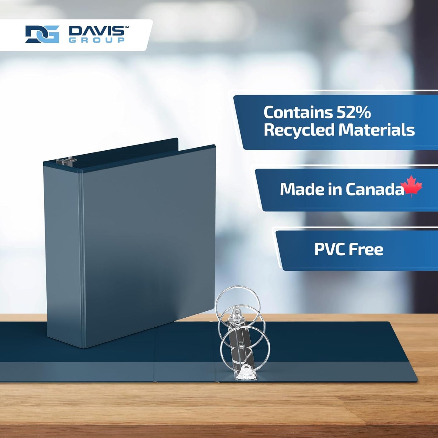 Easyview Premium 3-Ring Binders with Clear-View Covers and Round Rings, Binders for School or Office, 3 Inch, Pack of 6, Navy Blue