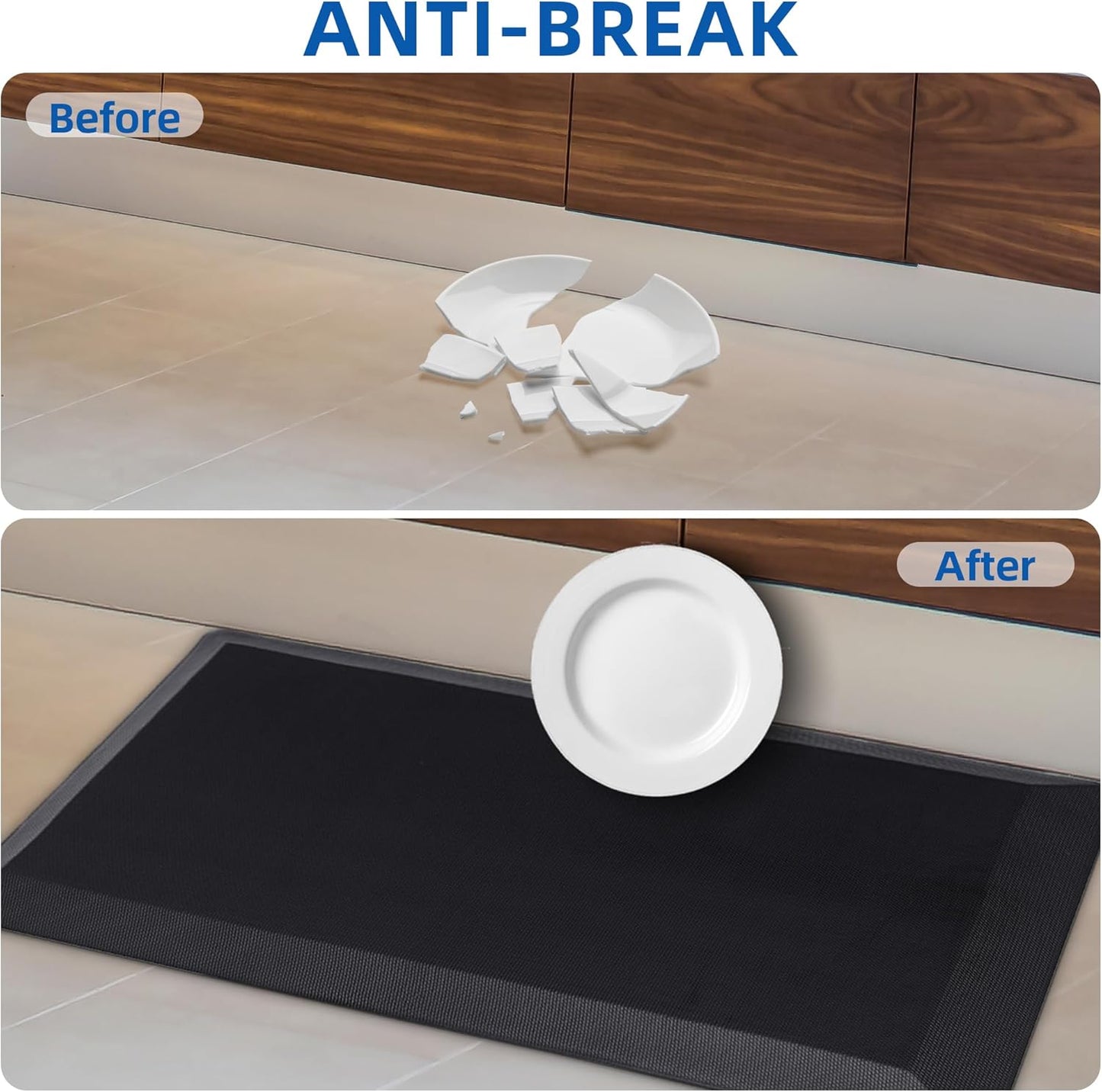 2 PCS Anti Fatigue Kitchen Mats for Floor, 9/10 Extra Thick Cushioned Standing Desk Mat, Comfort Memory Foam Ergonomic Kitchen Rugs and Mats Non-Slip Waterproof for Office, Kitchen, 20"x32"+20"x32"