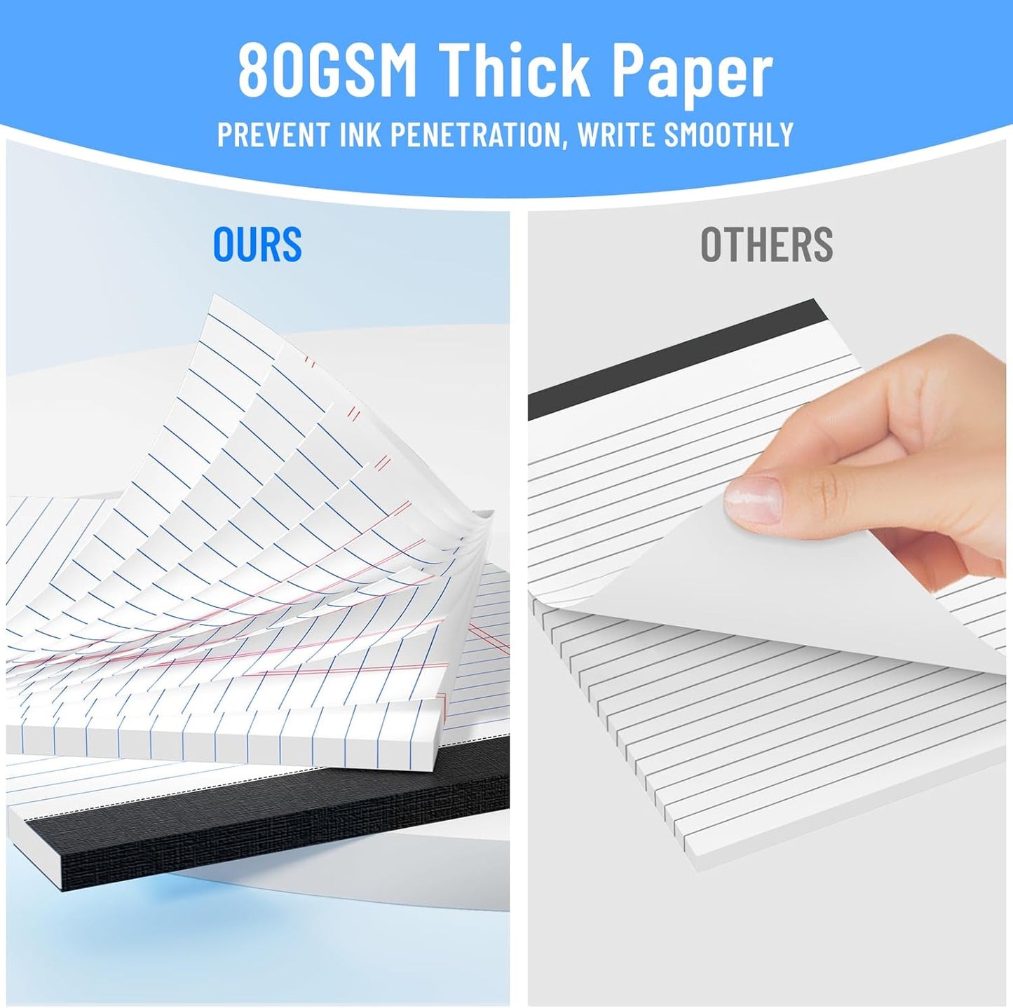 12pcs Legal Pads 8.5 x 11, Notepads 8.5 x 11 College Ruled Notebook, Writing Pads of Paper,White Note Pads, Memo Pad Papers Perforate Legal Notepads Narrow Ruled Line,30 Sheets/Pack