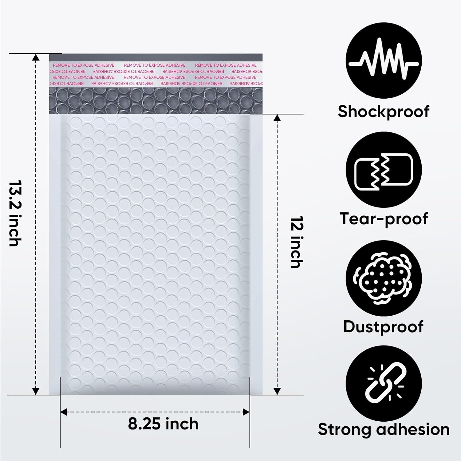 CHMI White Bubble Mailers 8.5 x 12 Inch 100 Pack, Usable Size 8.25X12 Inch Poly Mailers,Mailing Envelopes,Shipping Mailer，Opaque Self Seal Adhesive Waterproof Bags for Packaging and Shipping. - Lumora Desk