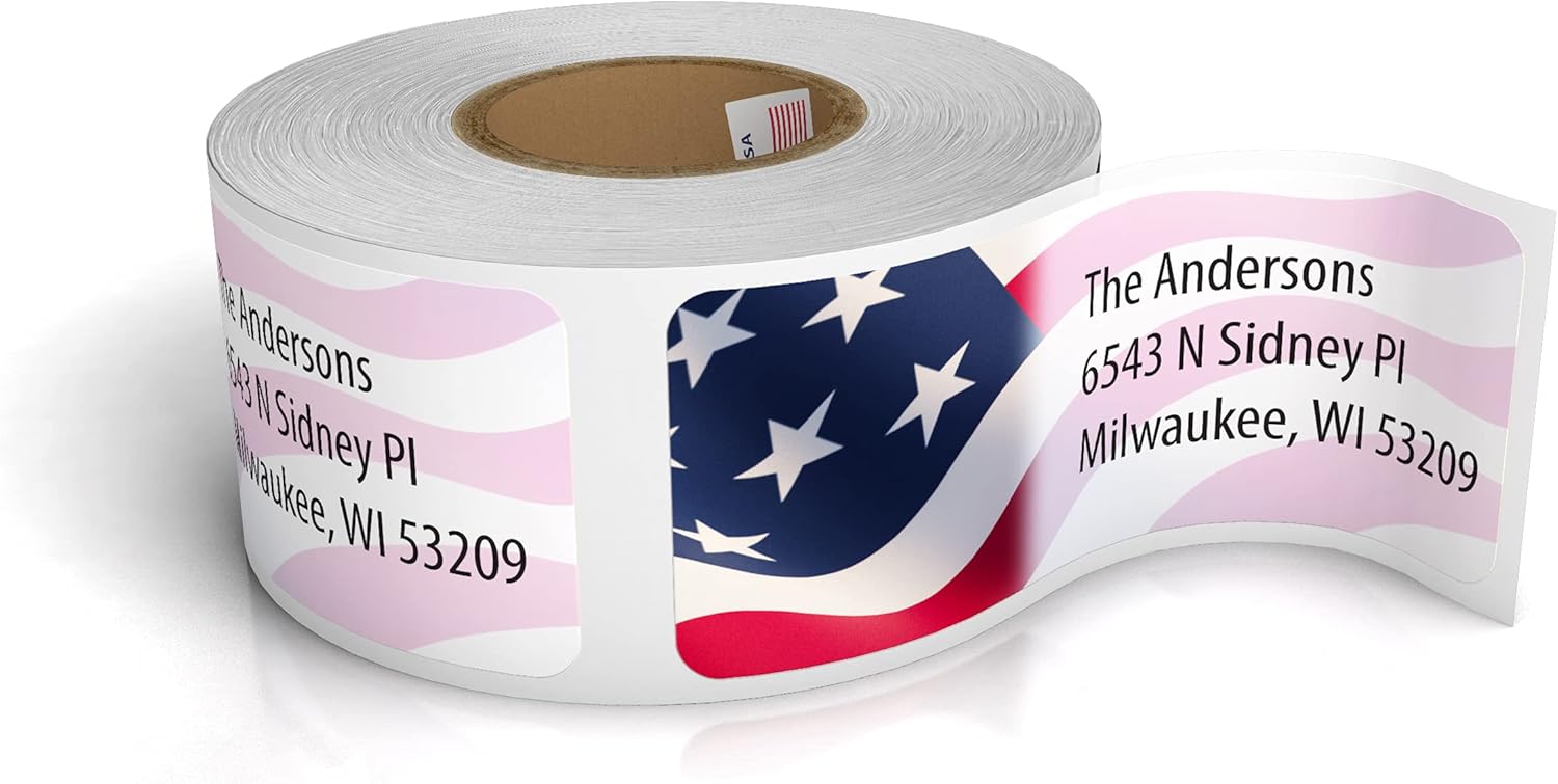 Customized Personalized Address Labels - Made in The USA by Kenco (250 Labels, American Flag) - Lumora Desk