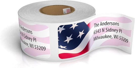 Customized Personalized Address Labels - Made in The USA by Kenco (250 Labels, American Flag) - Lumora Desk