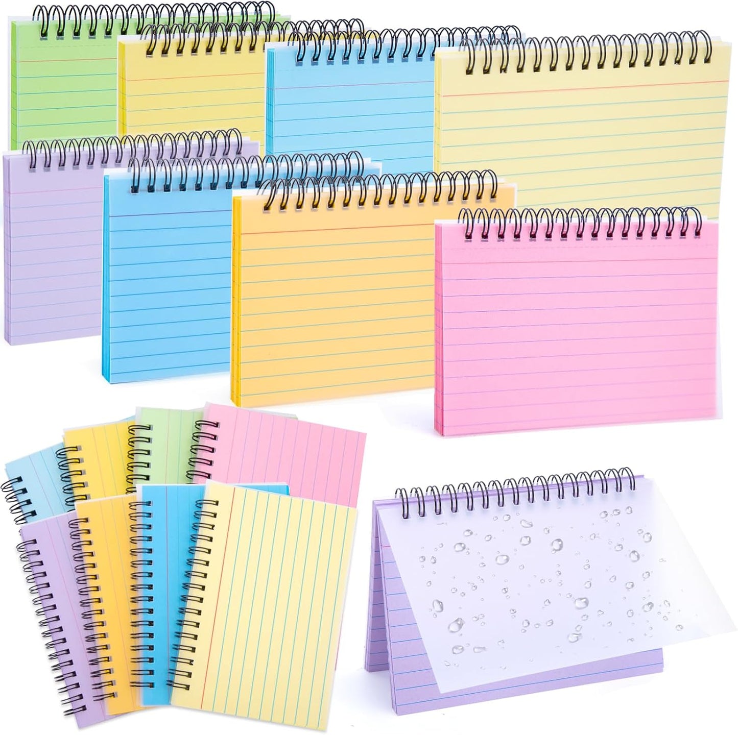 Koogel 400PCS Index Cards, 4x6 Colored Ruled Index Cards with Rings for Back to School, Flashcards Heavy Note Card with Waterproof Covers for Studying Learning School College Office Supplies, 8 Colors