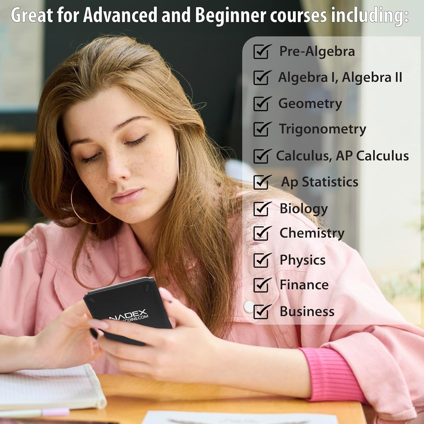 Scientific Calculator with Graph Functions for College and High School Students, Engineering, Advanced Mathematics, Calculus, Algebra, Geometery, Trigonometry, Statistics, Physics, Chemistry - Silver