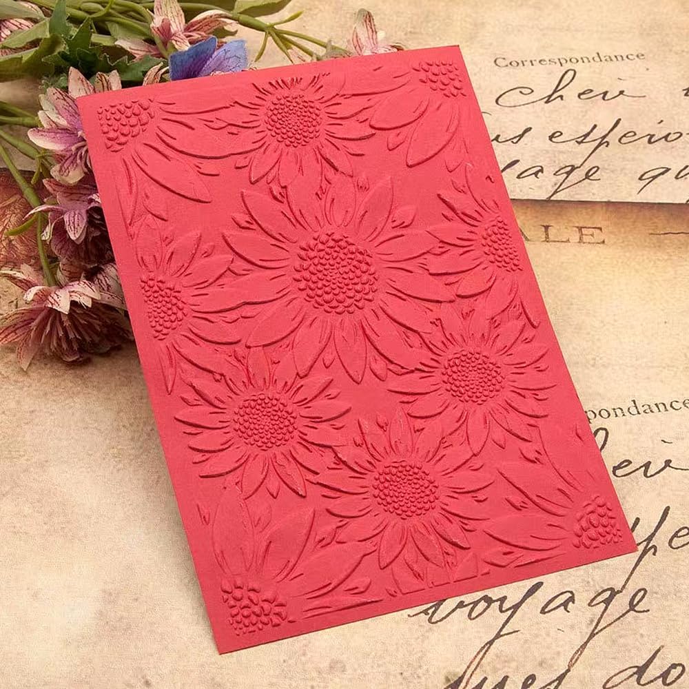 3D Plastic Embossing Folder Template Stereoscopic Sunflower Texture 5x7 Inch for Card Making DIY Scrapbooking Paper Crafting Handmade Crafts Scrapbooking Arts Supplies Scrapbook Decor