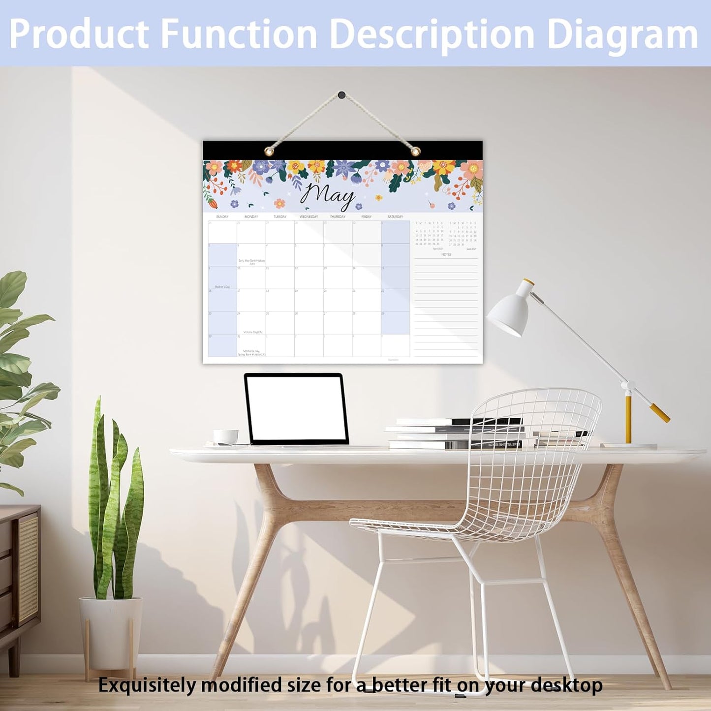 Calendar 2026-2027, Monthly Desk Calendar from July 2026 to December 2027, 15" x 12", Large Desktop Calendar Monthly, Perfect for Home or Office, Floral