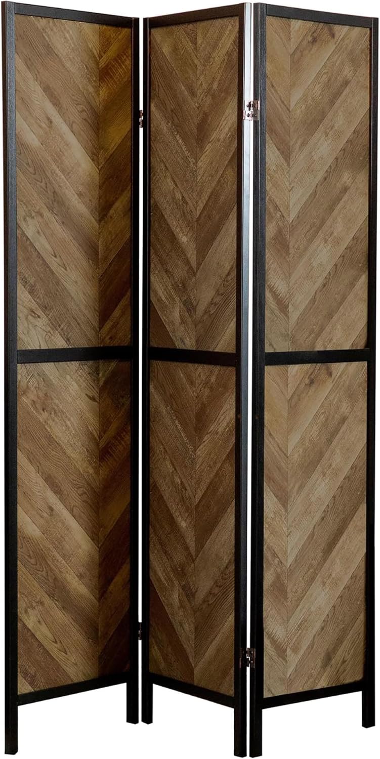 NicBex Room Divider 3 Panel Room Dividers with Herringbone Pattern Partition Room Dividers and Folding Privacy Screens Wall Divider for Home, Room Separation,52"W x 0.75"D x 70.25"H, Rustic Tobacco - Lumora Desk