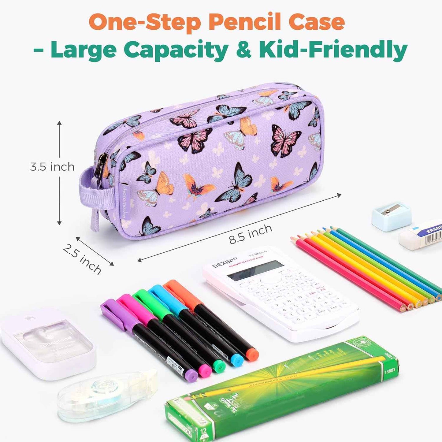 Choco Mocha Kids Pencil Case for Girls, Soft Zipper Pencil Pouch for Girls Pencil Case for School, Panda Pencil Bag for Toddler Girl, Green