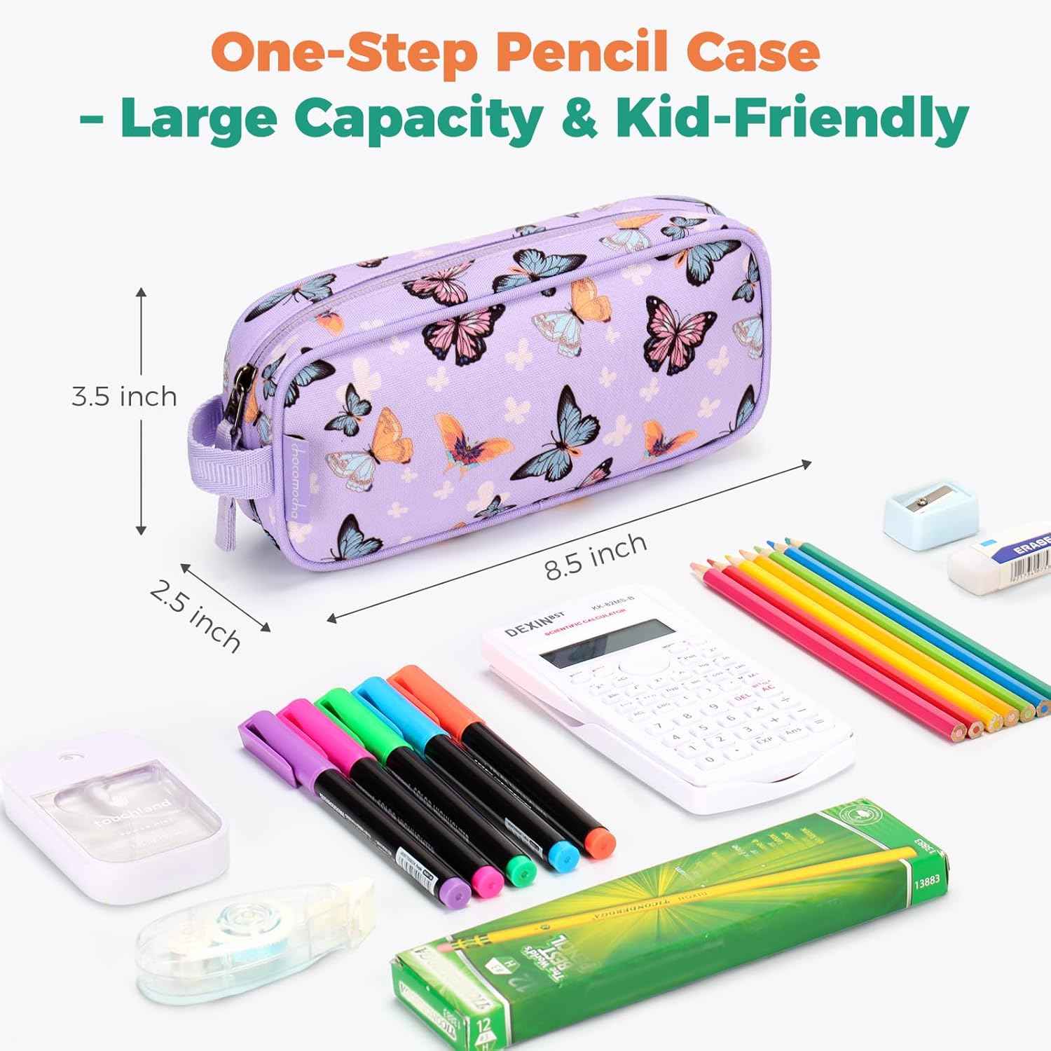 Choco Mocha Kids Pencil Case for Girls, Soft Zipper Pencil Pouch for Girls Pencil Case for School, Panda Pencil Bag for Toddler Girl, Green