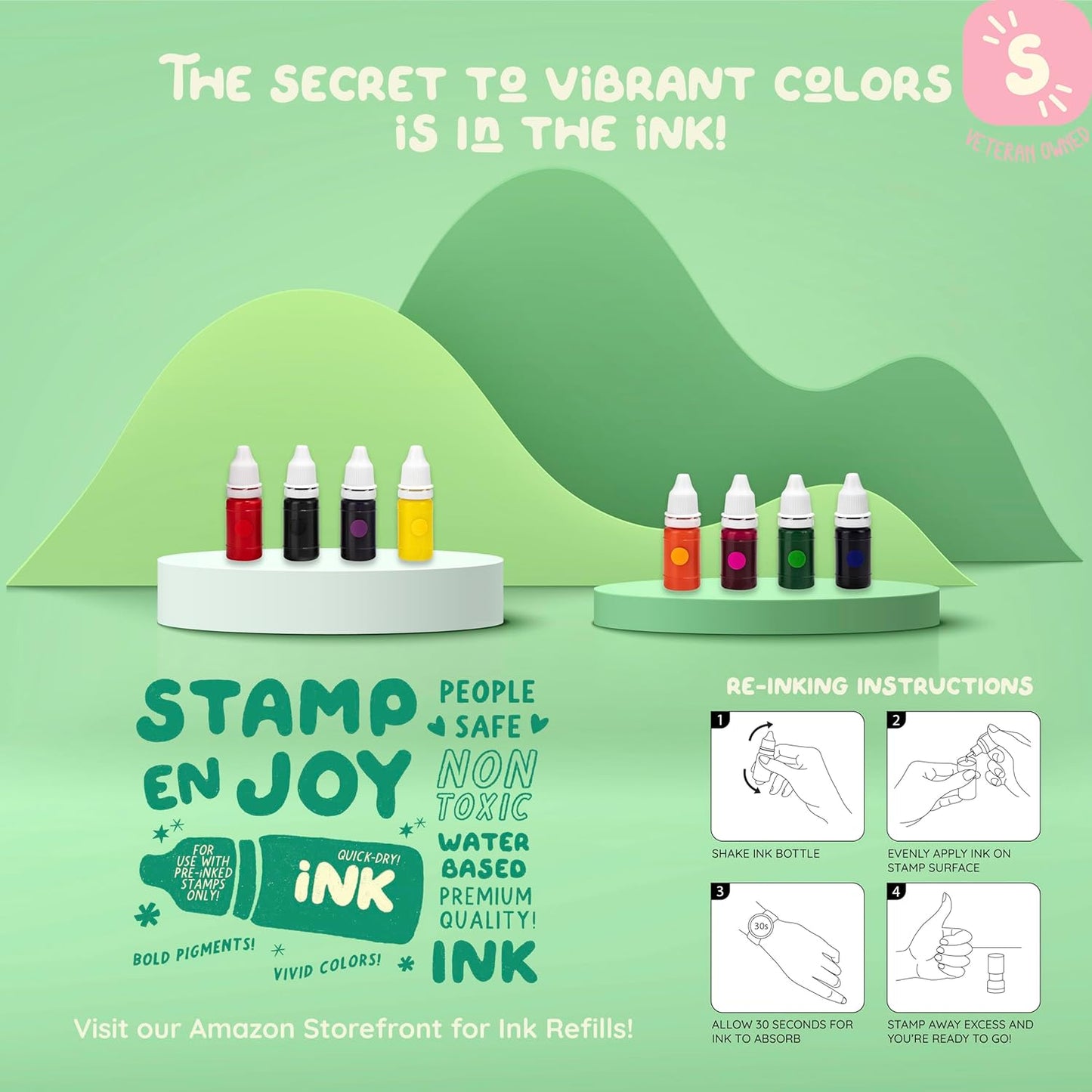 8 Self-Ink Flash Stamp Set, Multicolor Teacher Stamps for Classroom, Pre-Inked, Refillable Stamps (North Star Set)