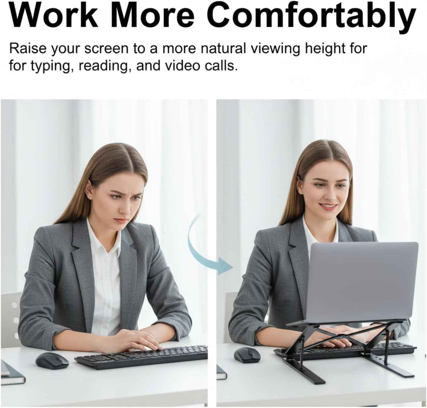 Foldable Laptop Stand, 7-Level Adjustable Aluminum Alloy Tablet Holder, Ultra-Thin Portable Notebook Riser for Desk, Office, Home, Travel (Black,Aluminum Alloy)