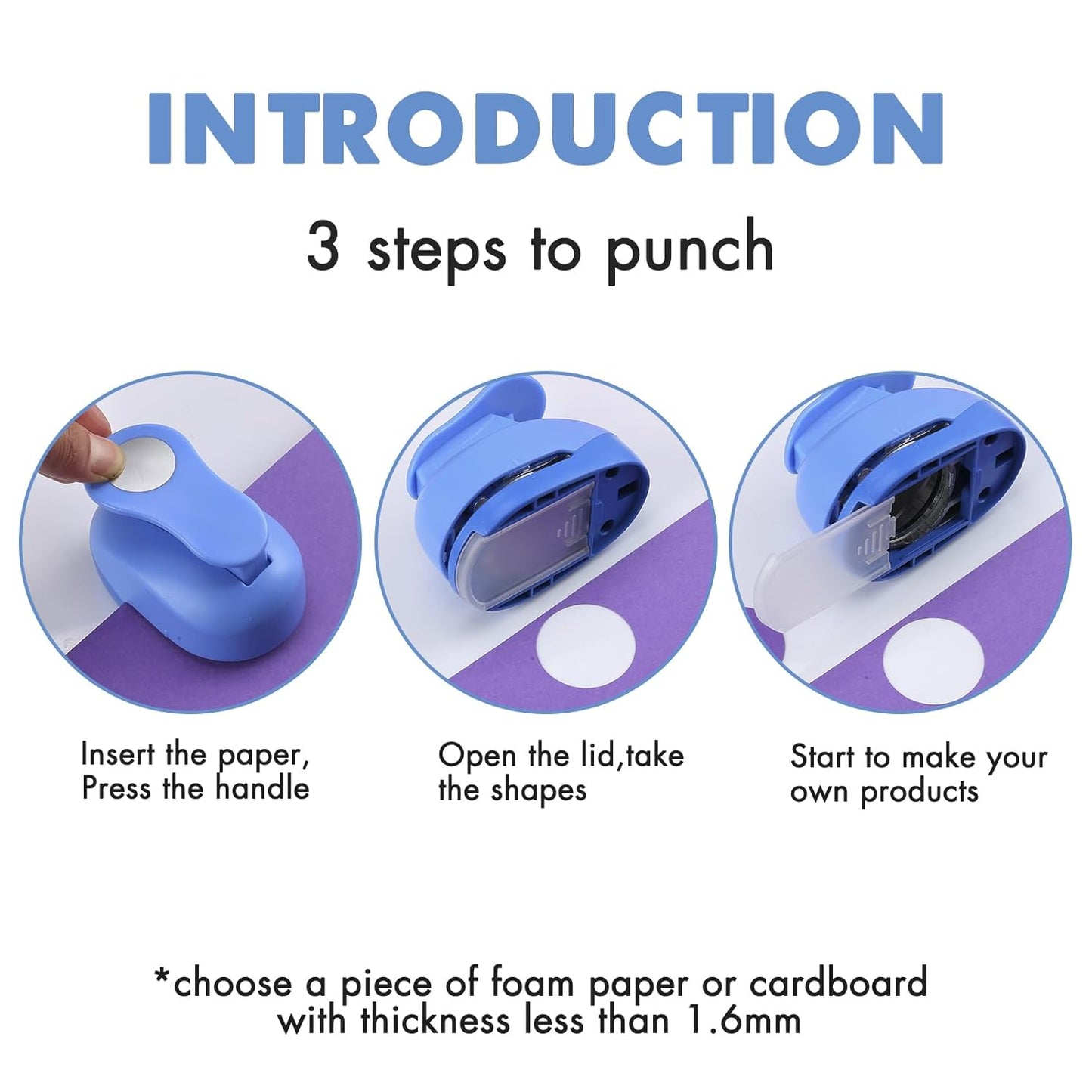 LOONENG 3/8inch, 5/8inch, 1inch, 1.5inch, 2inch Circle Punch Set, 5 Different Size Circle Hole Punch for Scrapbooking, Card Making, DIY Photo Albums, Gift Tags, Homemade Confetti