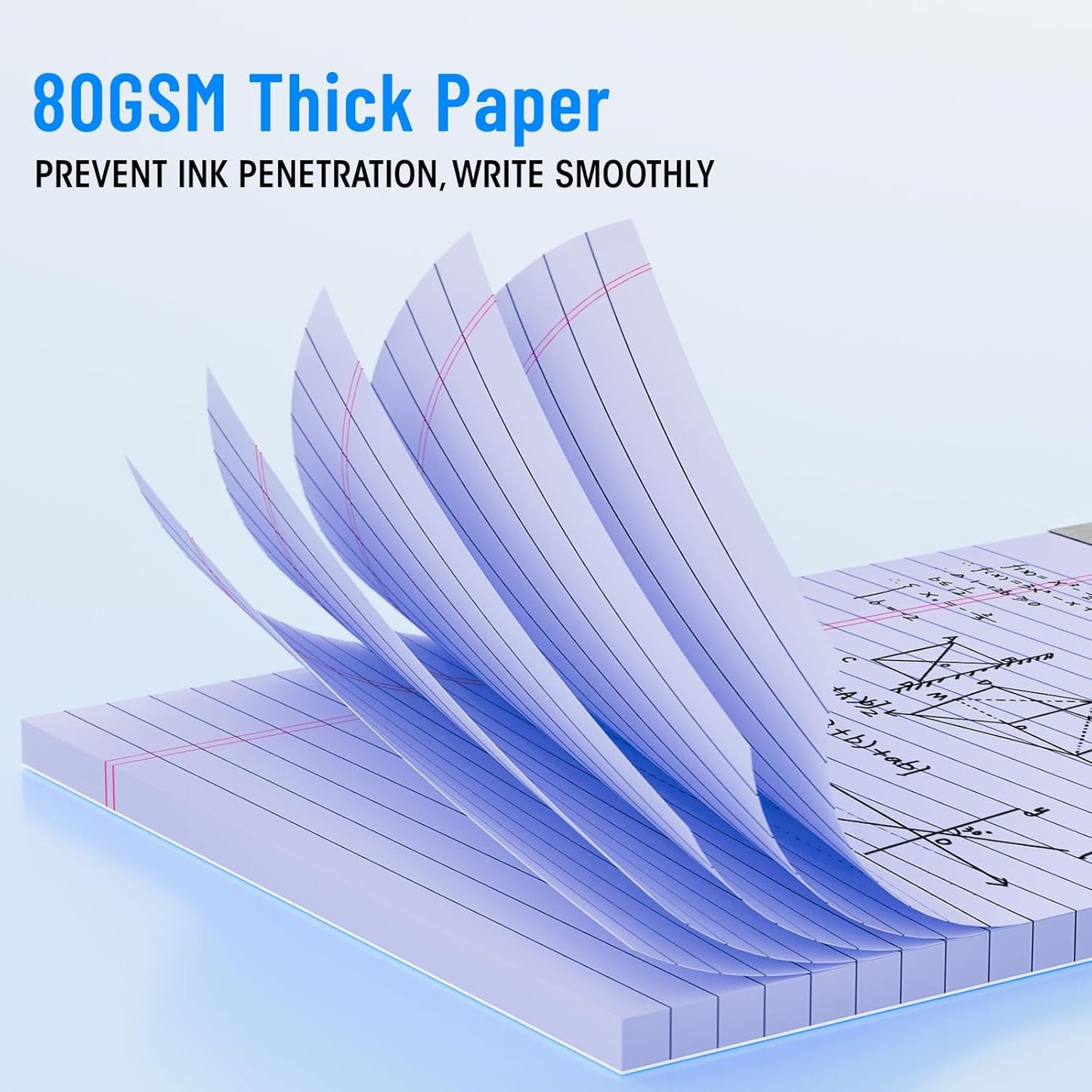5pcs Legal Pads 8.5 x 11, Notepads 8.5 x 11 Inch, Color Note Pads Clear Print Writing Pads of Paper, Memo Pads , Perforate Legal Notepads Paper , Wide Ruled Lined with Sturdy Back,30 Sheets/Pack