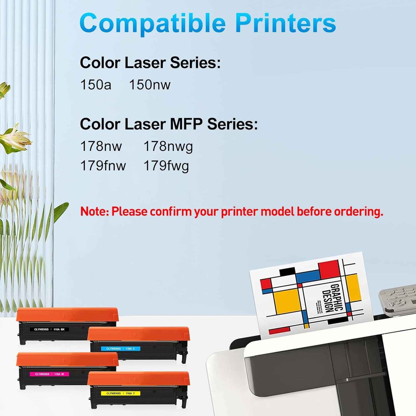Compatible 116A Toner Cartridge Set Replacement for HP 116A W2060A W2061A W2062A W2063A for Color Laser MFP 178nw 178nwg 179fnw 179fwg 150a 150nw Printer (Black/Cyan/Magenta/Yellow, 4-Pack)