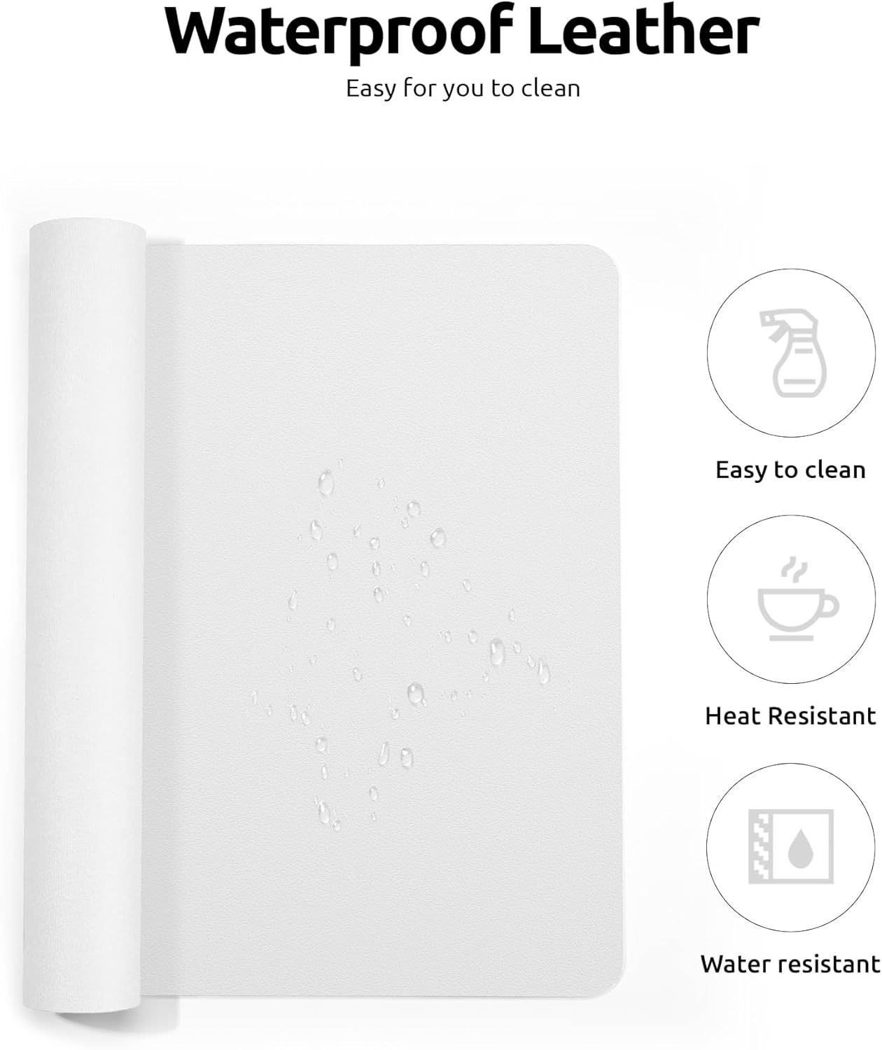 YSAGi Leather Desk Protector, Office Mat, Large Mouse Mat, Non-Slip PU Leather Blotter, Laptop Desk, Waterproof Writing Pad for Office and Home (White, 31.5" x 15.8")