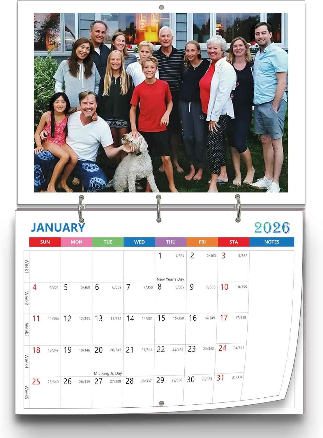 (Made in Chicago) Custom Personalized Photo Wall Calendar 2026 Print Your Photo Calendars &Customized Make Your Own Calendar For Home Office Party Birthday Christmas Gift