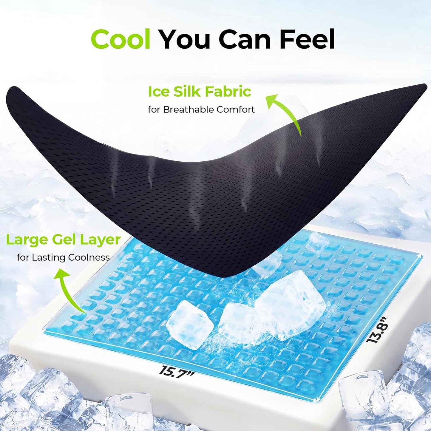 AUVON Cooling Gel Seat Cushion for Long Sitting, Memory Foam Chair Cushions for Back & Sciatica Relief, Anti-Slip Office Chair Cushion with Strap & Breathable Cover for Car Seat, Wheelchair, Home Use