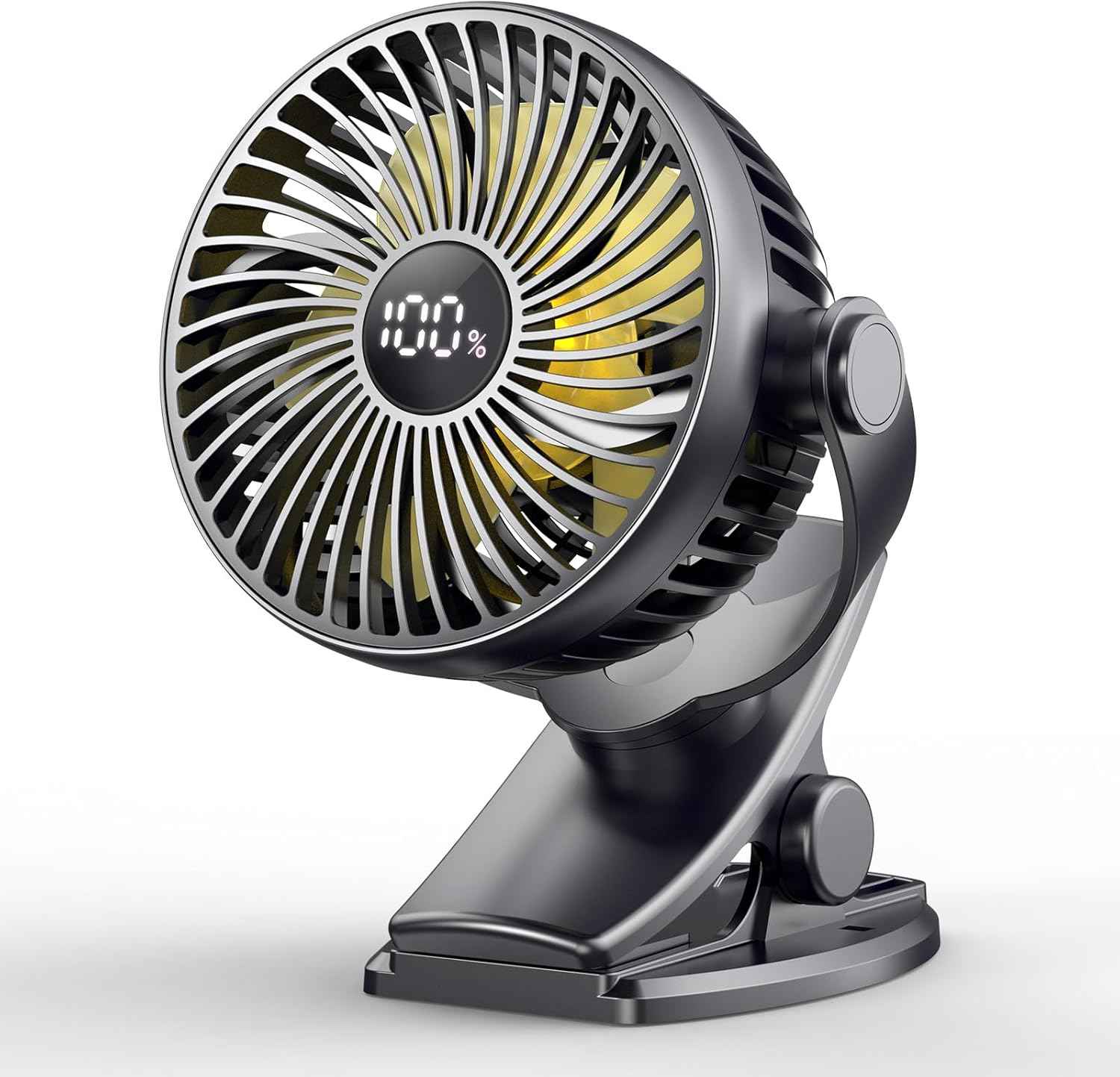 Coohea Portable Clip on Fan 4000mAh Rechargeable Battery Last Up to 26.5H Runtime, Desk Fan with 4 Speeds & 360° Rotation, Powerful Yet Quiet Mini Fans for Office, Gym, Bed, Stroller, Study (Black)