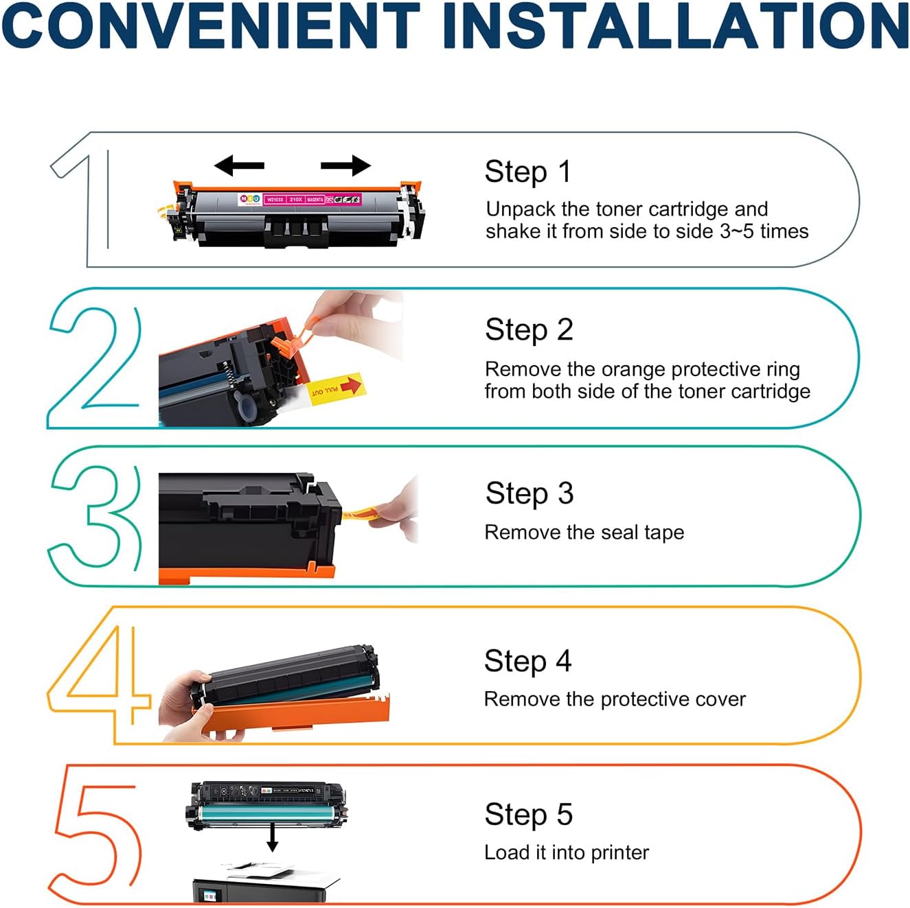 210X 210A Toner Cartridges Set High Yield 4 Pack Replacement for 210X W2100X W2100A Toner Cartridge, Fitting for Color Pro MFP 4301fdw 4301dn 4301dw, Pro 4201dw 4201dn(Black Cyan Yellow Magenta)