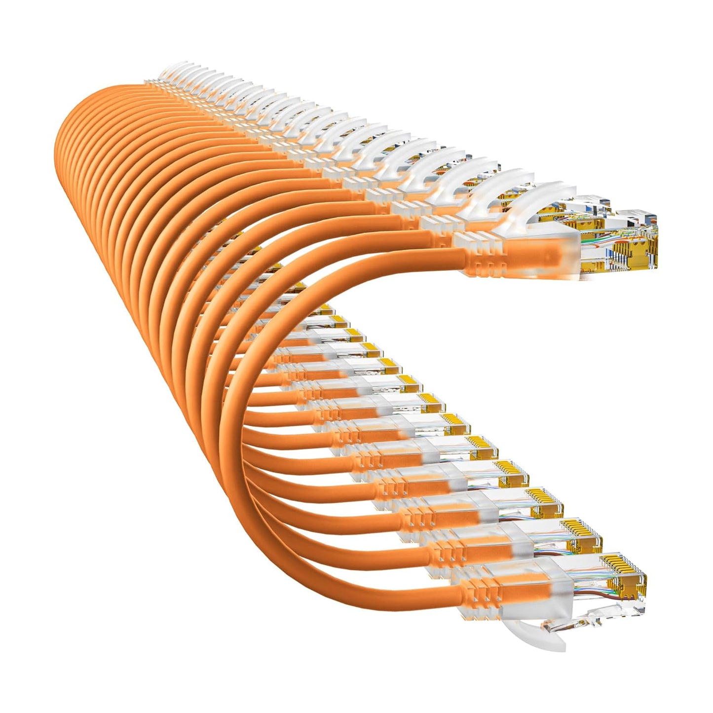 Cat6a Patch Cables 2ft (24 Pack) Slim, Cat6 Ethernet Patch Cable Pure Copper, Flexible Cat 6 Patch Cable 550MHZ 10G, Space-Saving Cat 6A Network Cables for Patch Panel, Orange