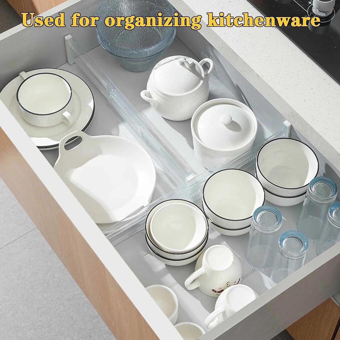 4 Pcs Drawer Dividers for Clothes, 3.15" High 11.34"-19.69" Adjustable Expandable Dresser Drawer Organizer, Clear Plastic Separators for Dresser, Baby Clothing (4, clear)