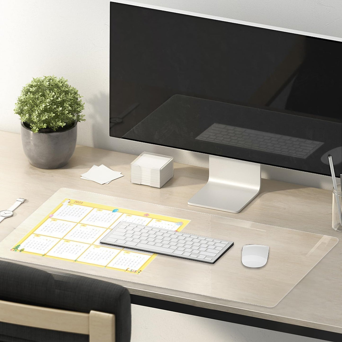 23.6 x 55 Inch Desk Table Cover - 1.5mm Clear Plastic Mat, Vinyl Table Pads