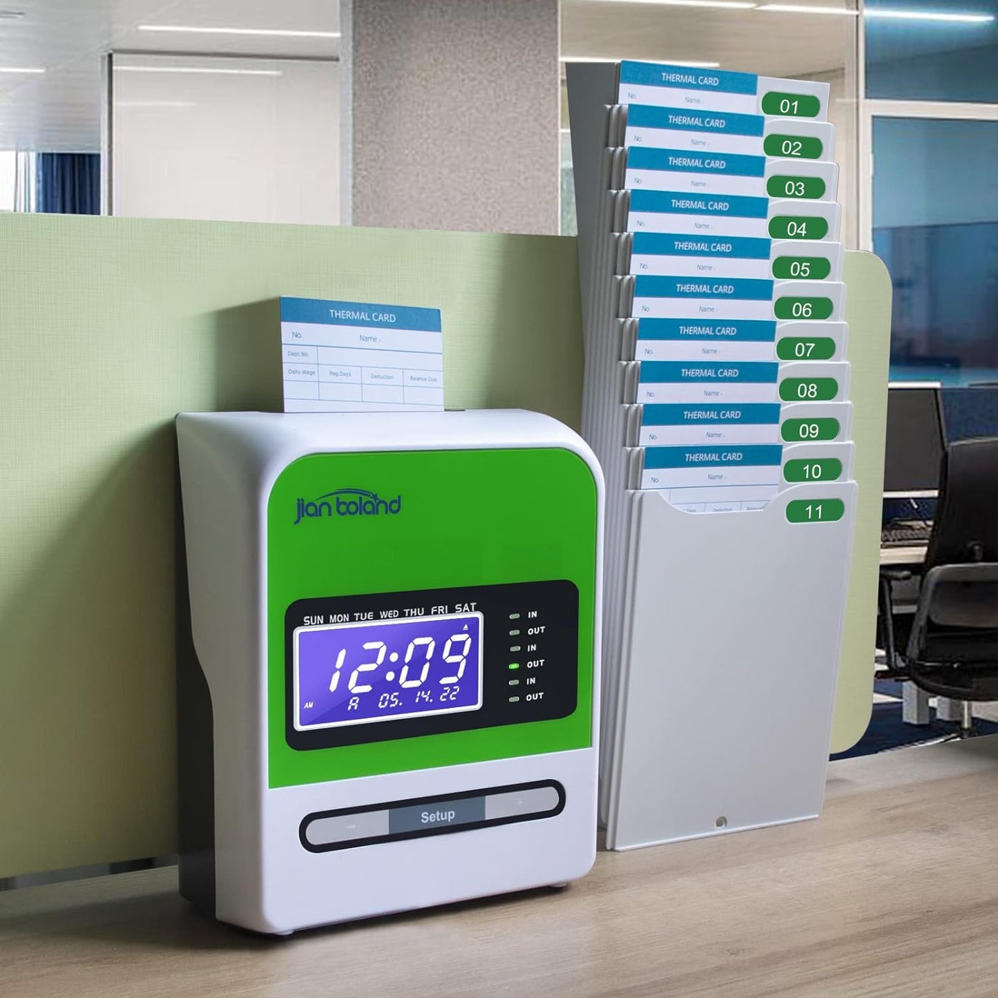 Employee Thermal Time Clock for Small Business | in/Out Punch Clock, No Ink Ribbon No Network Required, Includes 50 Time Cards & 2 Keys, 0 Monthly Fee