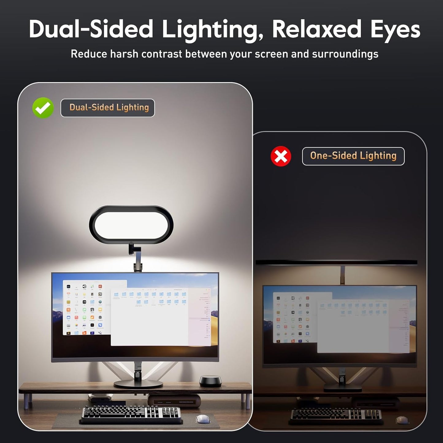 Eye-Caring Desk Lamp for Home Office – LED Soft Light with Knob Remote, Stepless Dimming & Color, Memory, Metal Table Lamp for Zoom, Studying, Video Conference, Flicker-Free, Glare-Free - Lumora Desk
