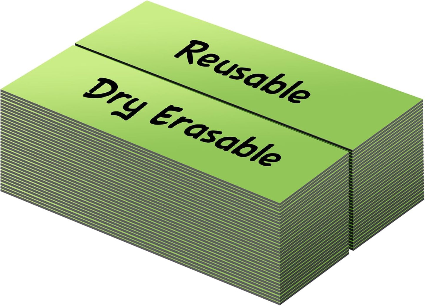 LLPT Dry Erase Magnetic Labels 1" x 3" 50 Packs Blank Writable Magnet Stickers Reusable for Refrigerator Shelf Whiteboard Toolbox Craft and Other Metallic Surfaces Green (DML1030GN)
