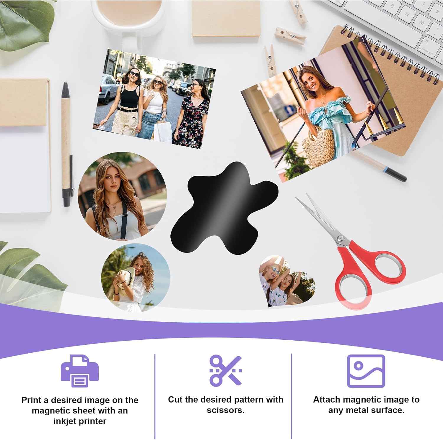 Printable Magnetic Sheets 8.5x11 Inches Matte Magnet Paper Sheet 36 Pcs Non Adhesive Magnetic Paper for Inkjet Printers, Flexible Magnet Photos for DIY Crafts