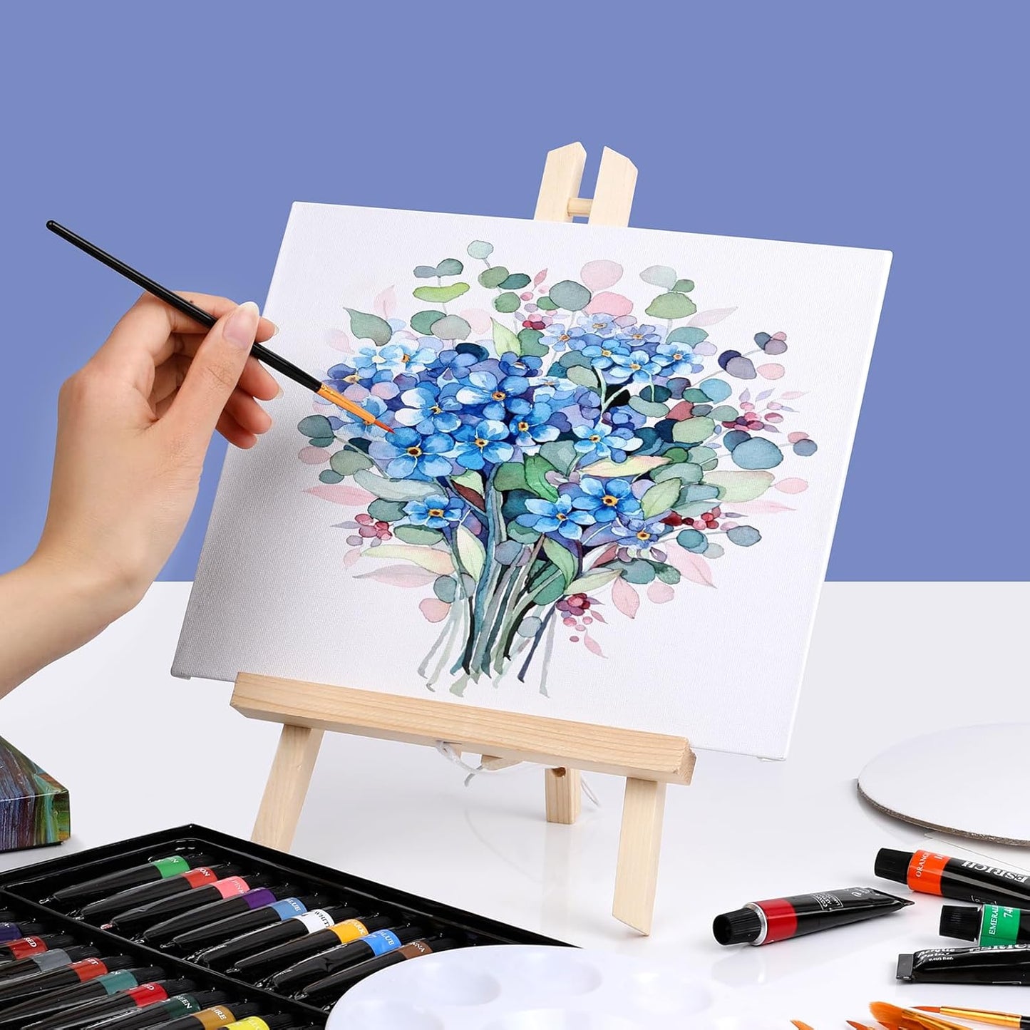 ESRICH 16Pack 11.8" Wood Easels,Tabletop Easel for Painting,Painting Party, Displaying Canvases, Kids Student Table School Desktop, Portable Canvas Photo Picture Sign Holder