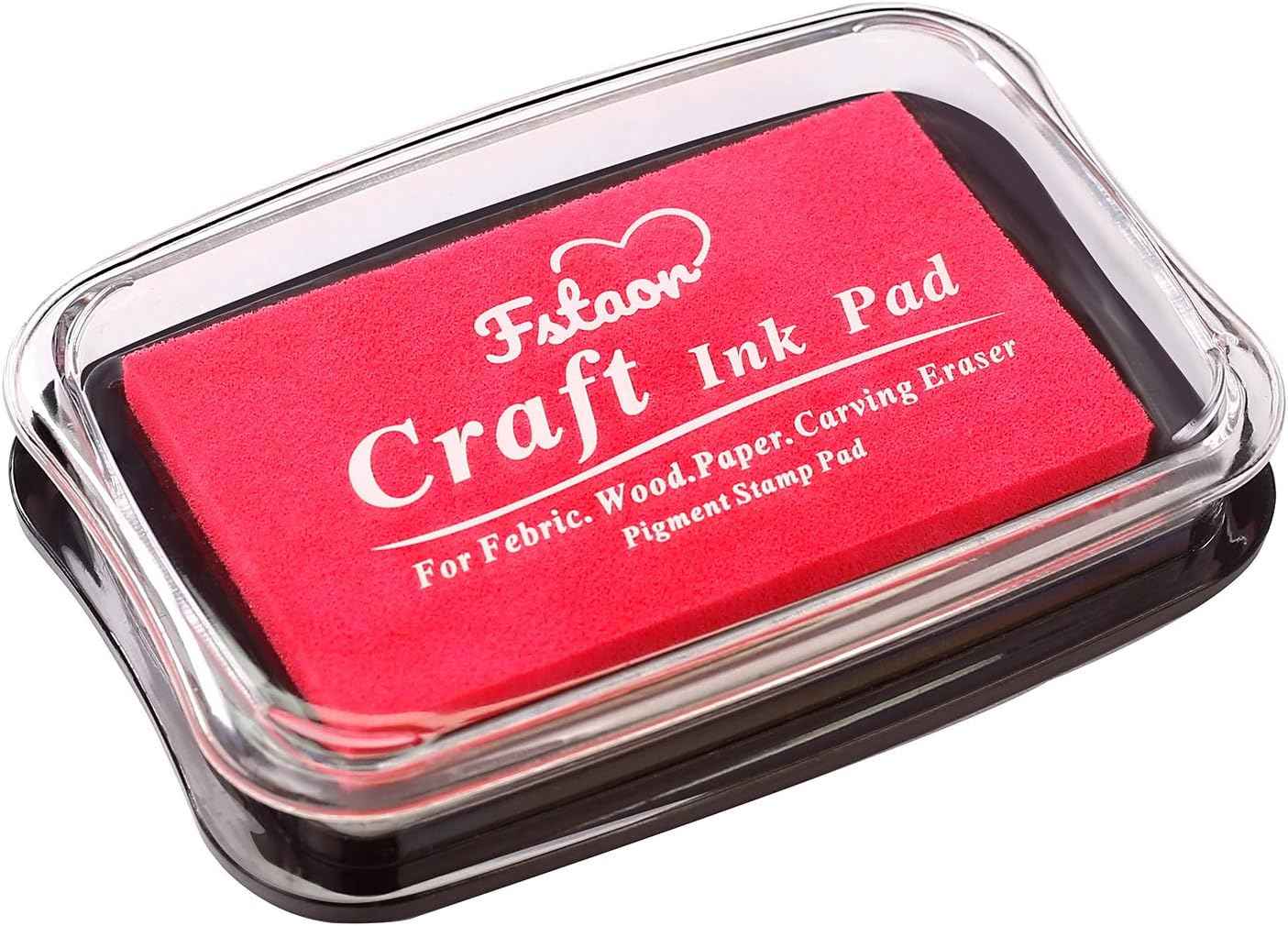 Fstaor Large Pink Ink Pad for Rubber Stamps, Non-Toxic Washable Safe Stamp Pads for Kids, Ink Pads Permanent for Paper Wood Fabric