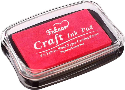 Fstaor Large Pink Ink Pad for Rubber Stamps, Non-Toxic Washable Safe Stamp Pads for Kids, Ink Pads Permanent for Paper Wood Fabric