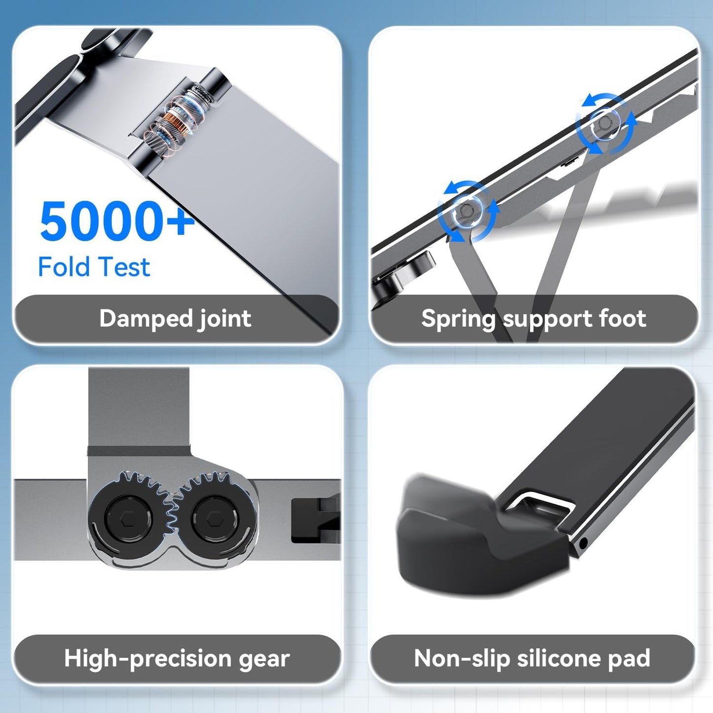 ICE COOREL Portable Laptop Stand, Foldable Laptop Riser for Desk, 6-Level Adjustable Ergonomic Computer Stand, Premium Aluminum Alloy Notebook Holder Compatible with 10-17 Inch Laptops & Tablets