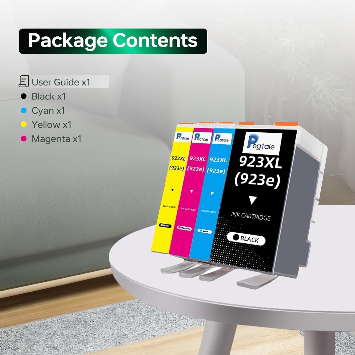 923 XL High Yield Ink Cartridges Combo Pack Replacement for HP 923 / 923e XL Ink Cartridges Work with for HP OfficeJet Pro 8120/8123/8130/8133 Printer (4 Pack BK/C/Y/M)