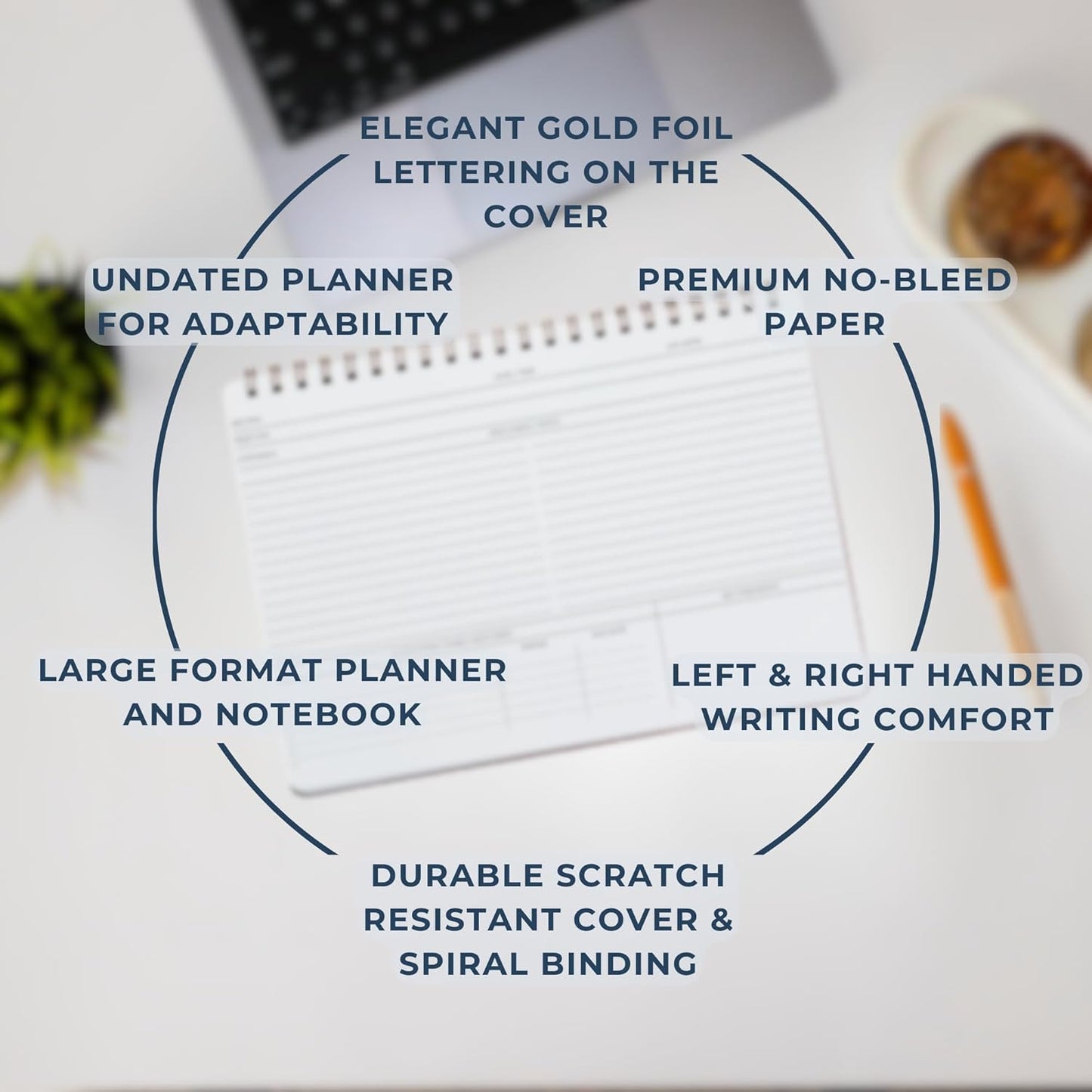 | Meeting Notebook for Work | 8.25" x 11.75" | Project Planner | Simple Design | Multiple Layouts | Office and Business Planner (Navy, Meeting Planner - Landscape)