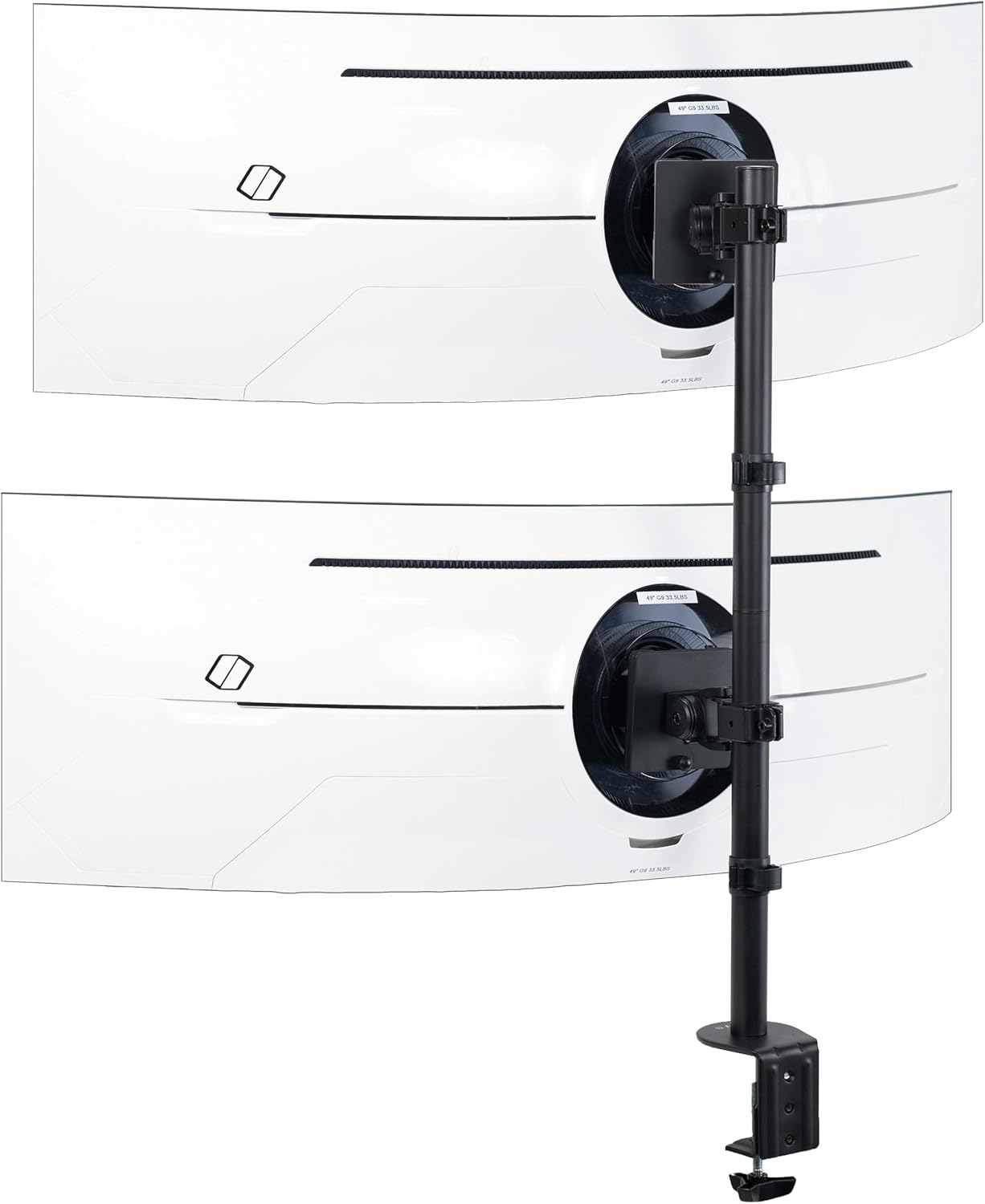 VIVO Dual Vertically Stacked Ultra-Wide Monitor Desk Mount for up to 49 inch Ultrawide Screens, Extra Tall Heavy Duty Adjustable Stand Holds 44 lbs Per Screen, Black, STAND-V202R