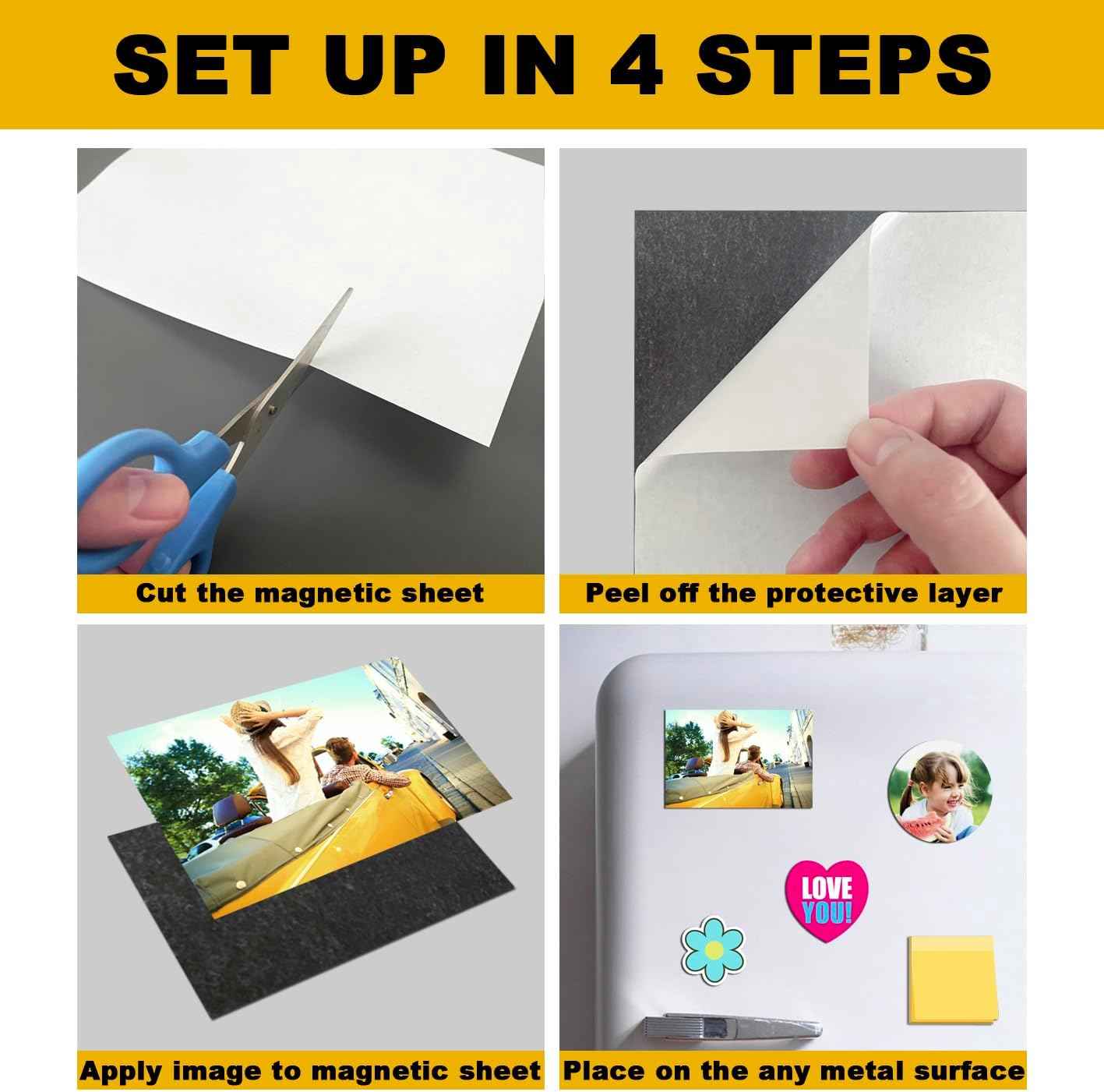 Magnetic Adhesive Sheets, 4x6 inch,12 Pack, Flexible Magnet with Self Adhesive Backing for Crafts and Pictures.(4x6 Inch)