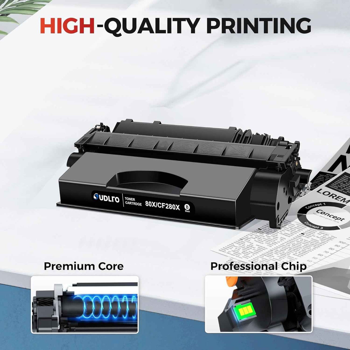 CF280X 80X Toner Cartridge Black High Yield Replacement for HP 80X CF280X 80A CF280A Compatible with HP LaserJet Pro 400 M401a M401d M401n M401dn M401dne M401dw MFP M425dn M425dw Printer Ink (2-Pack)